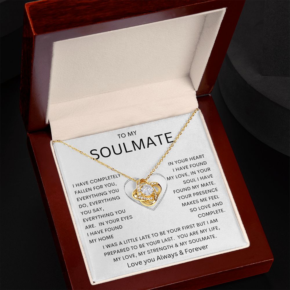 TO MY SOULMATE | Love Knot Necklace | Wife anniversary girlfriend necklace to Gift for soulmate gift for her