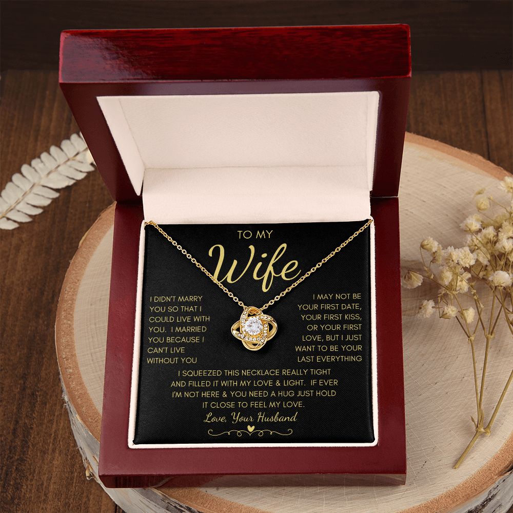 To My Wife | Love Knot Necklace Yellow Gold Finish | To My Wife Gifts, Gift for wife, Anniversary gift, Necklace for wife, Wife gift ideas