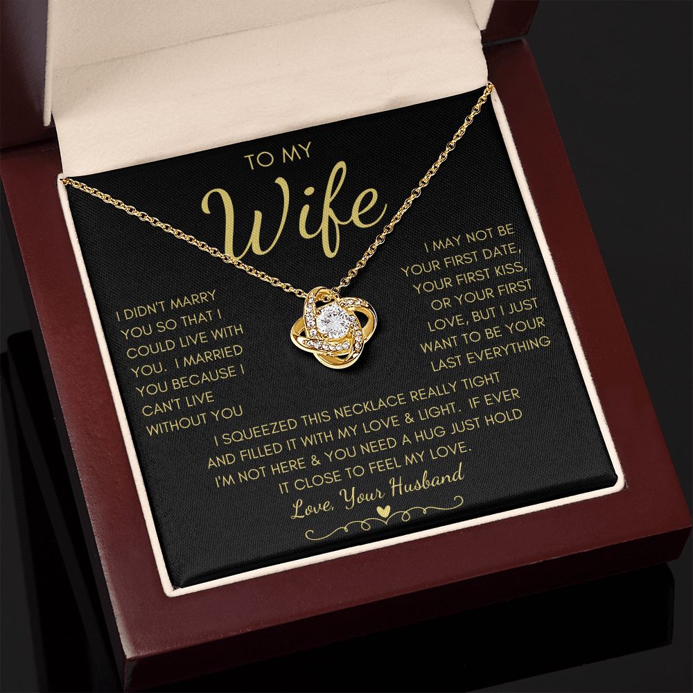 To My Wife | Love Knot Necklace Yellow Gold Finish | To My Wife Gifts, Gift for wife, Anniversary gift, Necklace for wife, Wife gift ideas