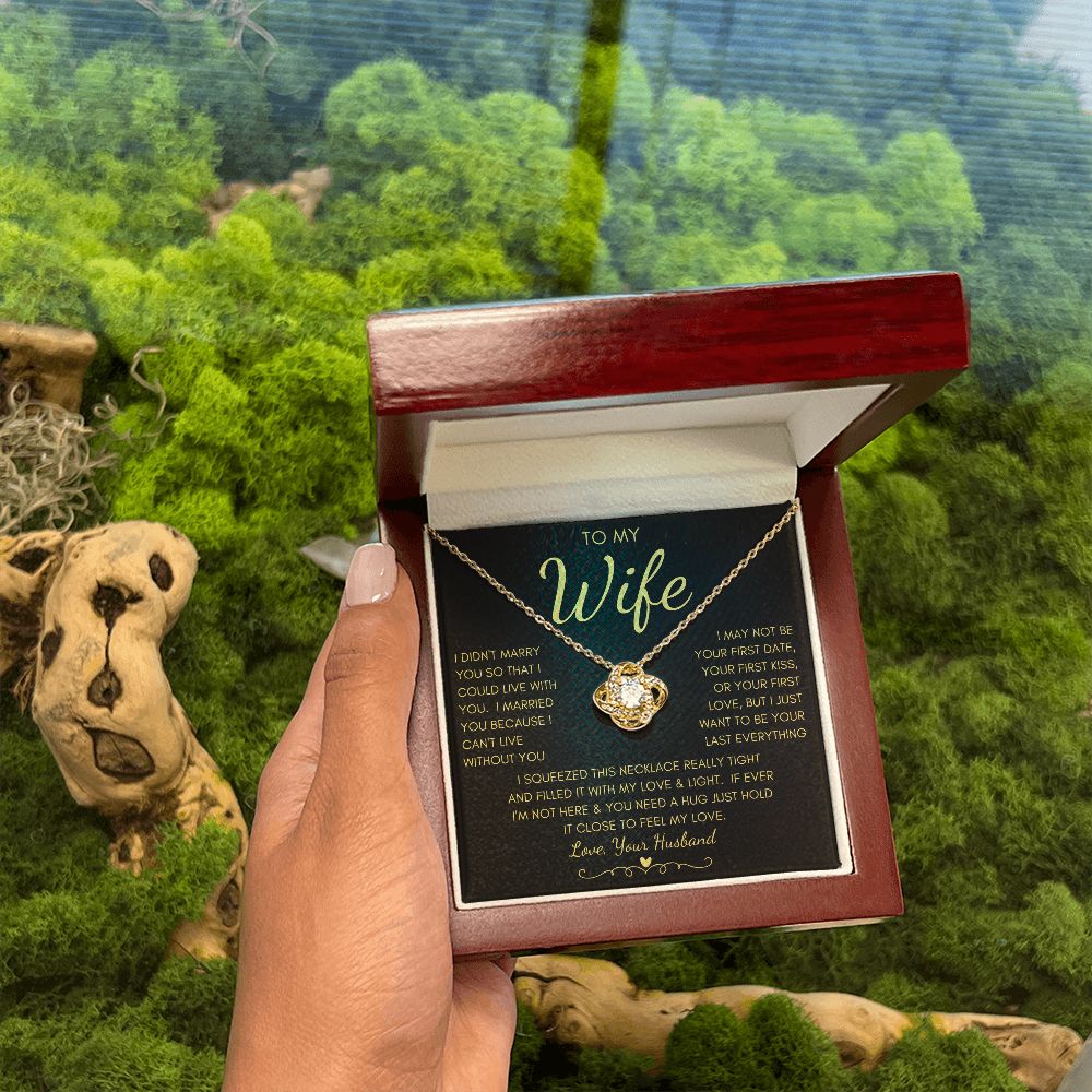 To My Wife | Love Knot Necklace Yellow Gold Finish | To My Wife Gifts, Gift for wife, Anniversary gift, Necklace for wife, Wife gift ideas