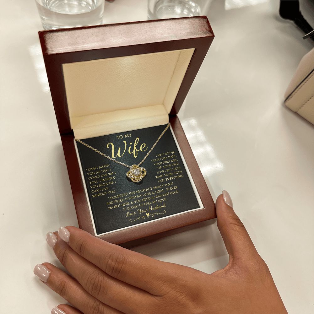 To My Wife | Love Knot Necklace Yellow Gold Finish | To My Wife Gifts, Gift for wife, Anniversary gift, Necklace for wife, Wife gift ideas