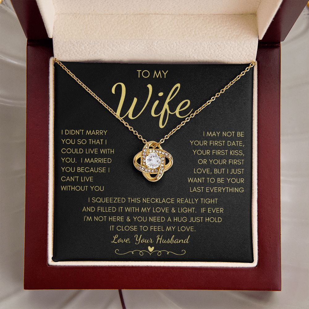 To My Wife | Love Knot Necklace Yellow Gold Finish | To My Wife Gifts, Gift for wife, Anniversary gift, Necklace for wife, Wife gift ideas