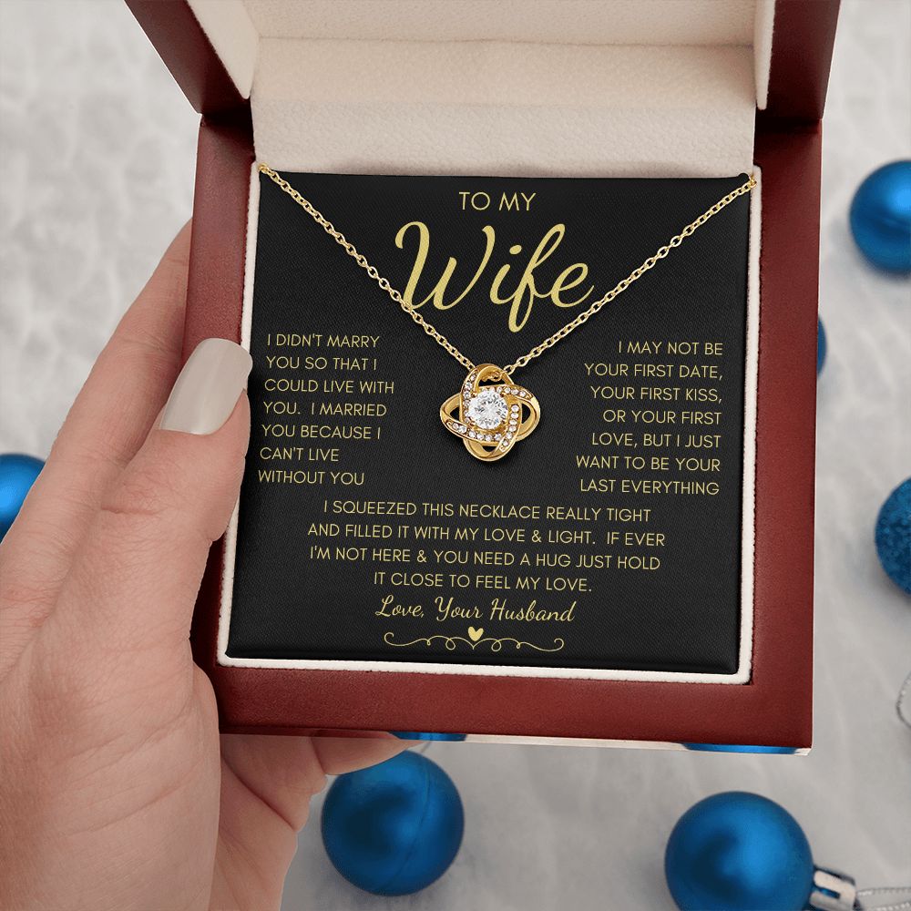 To My Wife | Love Knot Necklace Yellow Gold Finish | To My Wife Gifts, Gift for wife, Anniversary gift, Necklace for wife, Wife gift ideas