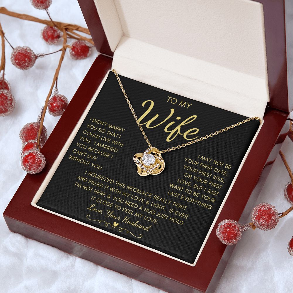 To My Wife | Love Knot Necklace Yellow Gold Finish | To My Wife Gifts, Gift for wife, Anniversary gift, Necklace for wife, Wife gift ideas