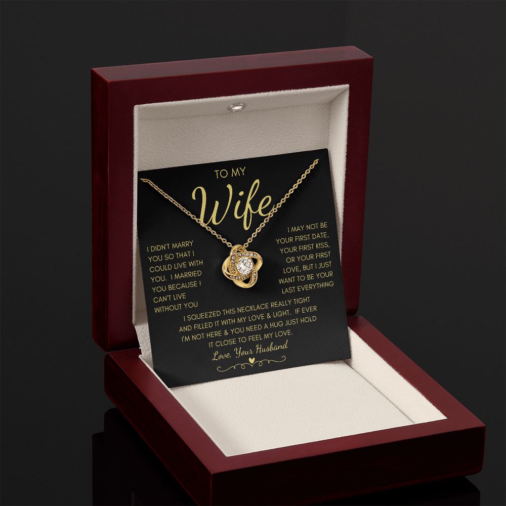 To My Wife | Love Knot Necklace Yellow Gold Finish | To My Wife Gifts, Gift for wife, Anniversary gift, Necklace for wife, Wife gift ideas