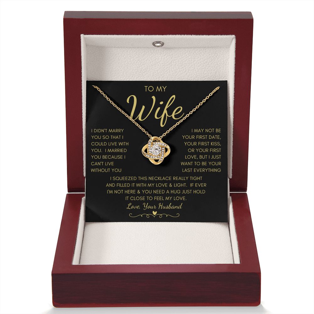To My Wife | Love Knot Necklace Yellow Gold Finish | To My Wife Gifts, Gift for wife, Anniversary gift, Necklace for wife, Wife gift ideas