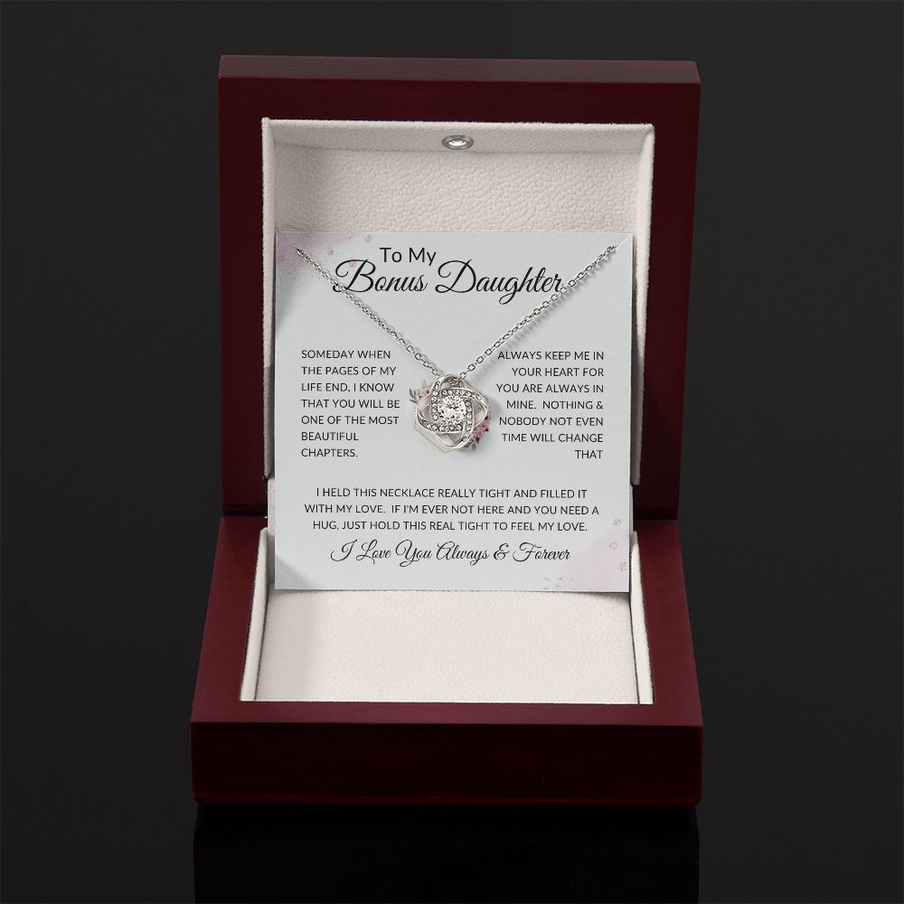 To My Bonus Daughter | Pendant Love Knot Necklace | Someday When The Pages