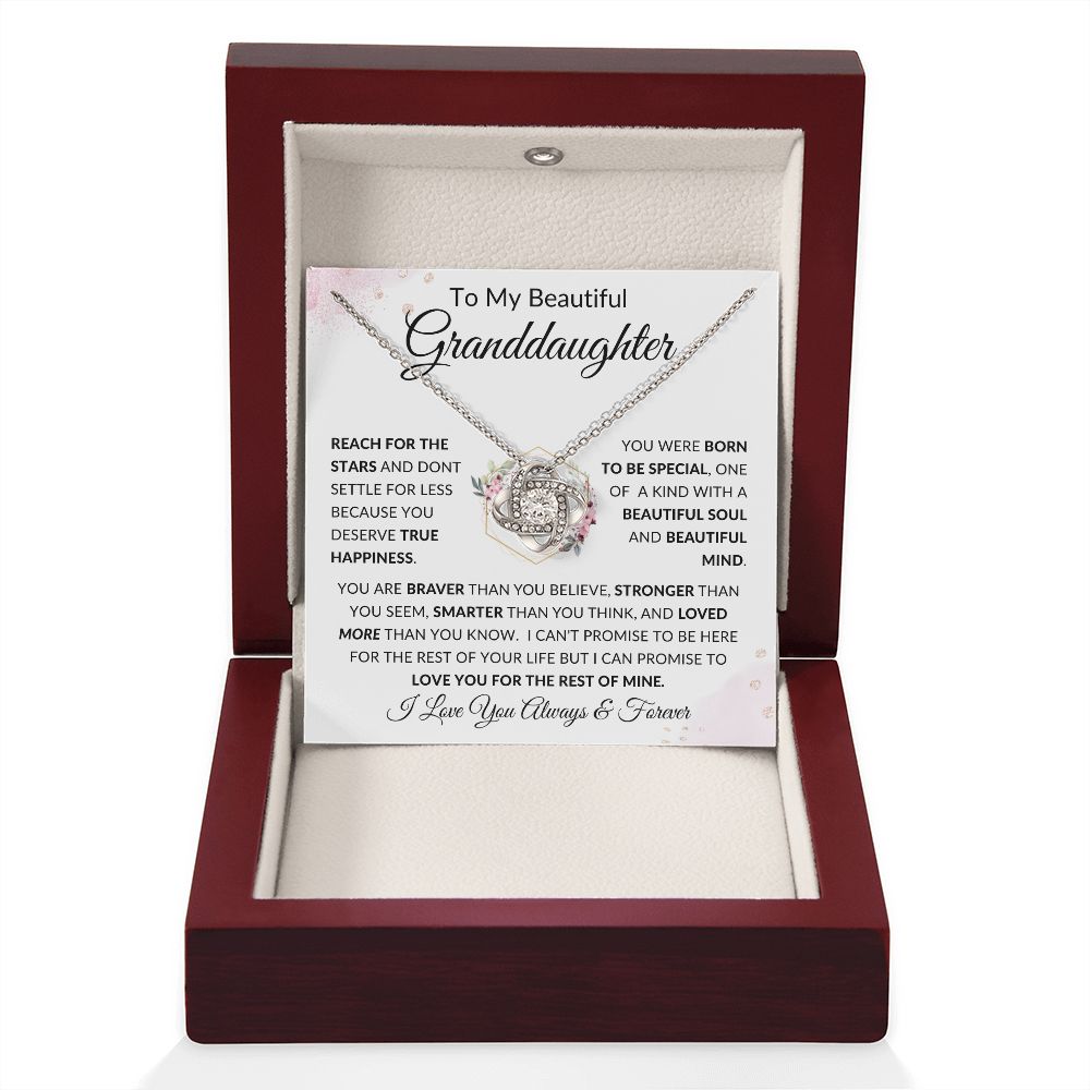 To My Beautiful Granddaughter | Love Knot Necklace | Braver, Stronger, Smarter