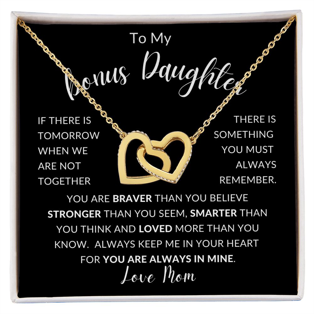 TO MY BONUS DAUGHTER | INTERLOCKING HEARTS | Gift For Daughter, Birthday Gift, To My Daughter Gift, Daughter Birthday