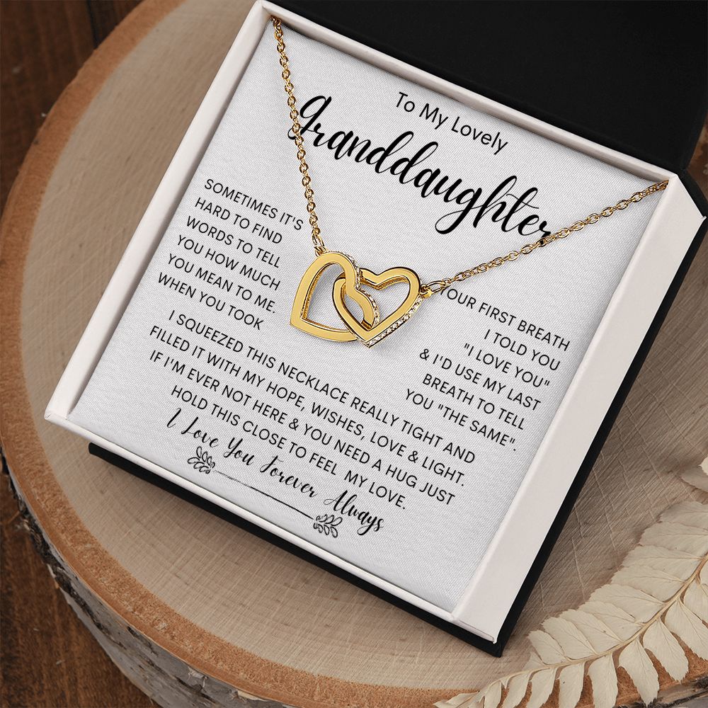 To My Lovely Granddaughter | Interlocking Hearts necklace