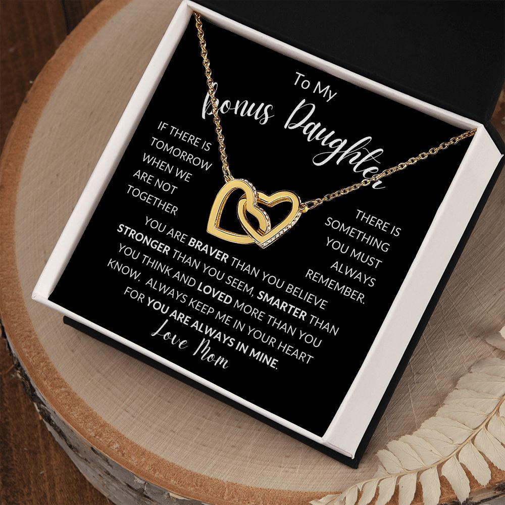 TO MY BONUS DAUGHTER | INTERLOCKING HEARTS | Gift For Daughter, Birthday Gift, To My Daughter Gift, Daughter Birthday