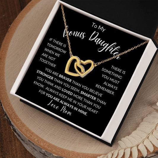 TO MY BONUS DAUGHTER | INTERLOCKING HEARTS | Gift For Daughter, Birthday Gift, To My Daughter Gift, Daughter Birthday