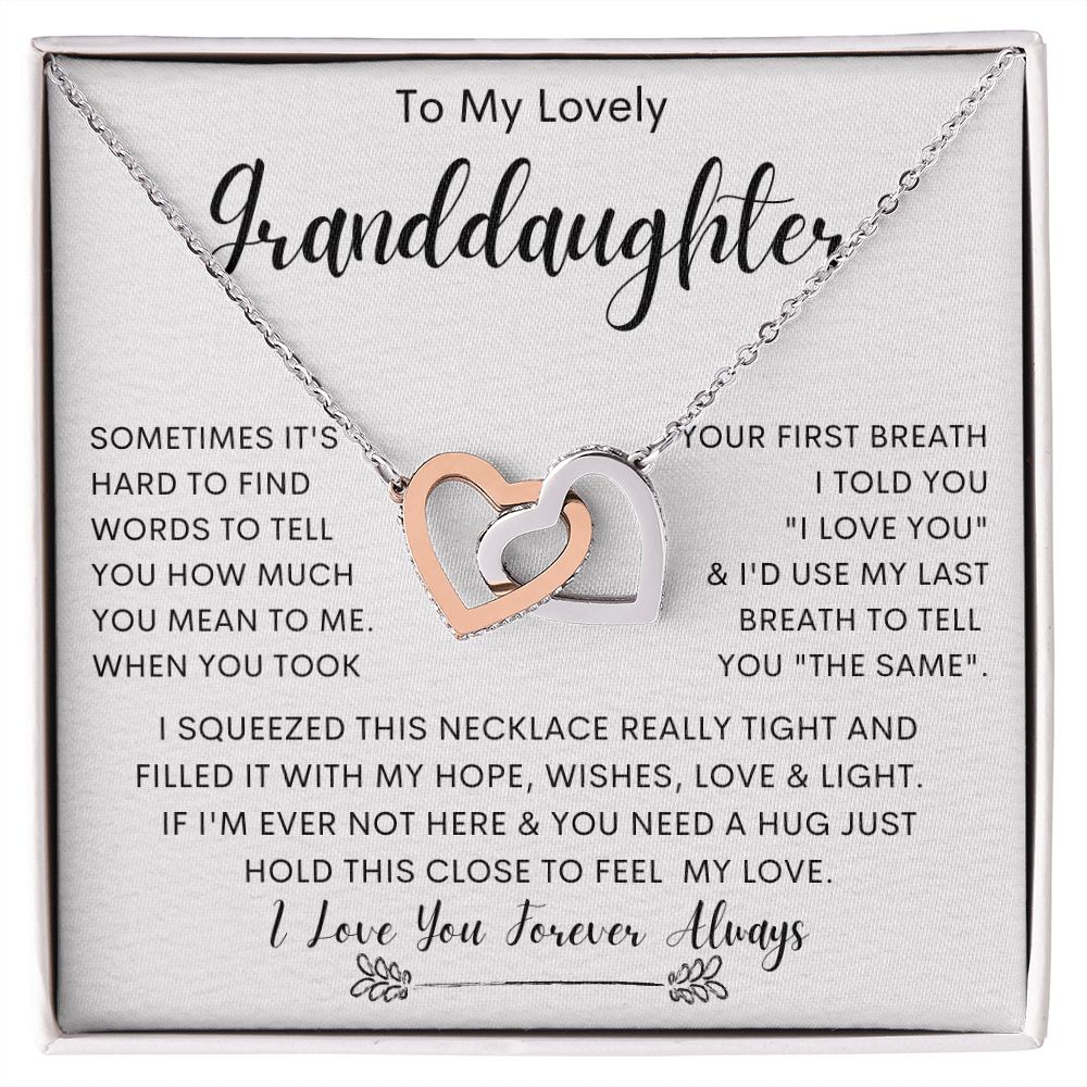 To My Lovely Granddaughter | Interlocking Hearts necklace