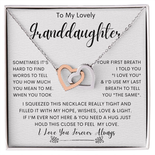 To My Lovely Granddaughter | Interlocking Hearts necklace