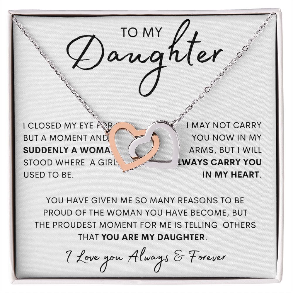 TO MY DAUGHTER | Interlocking Hearts | Gift For Daughter, Birthday Gift, Daughter Necklace, To My Daughter Gift,