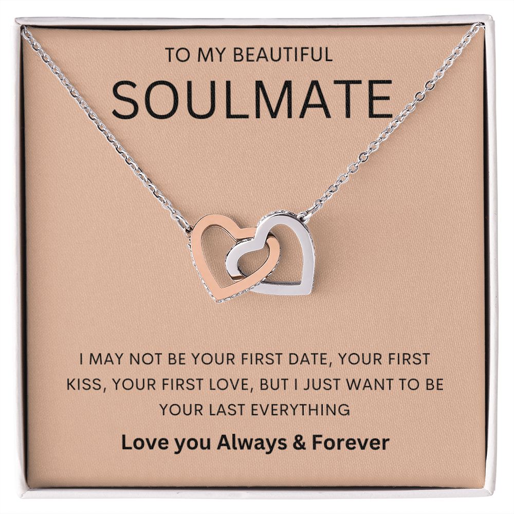 TO MY BEAUTIFUL SOULMATE | Interlocking Hearts necklace | Soulmate gift, Anniversary gift, Gift for soulmate Wife necklace,