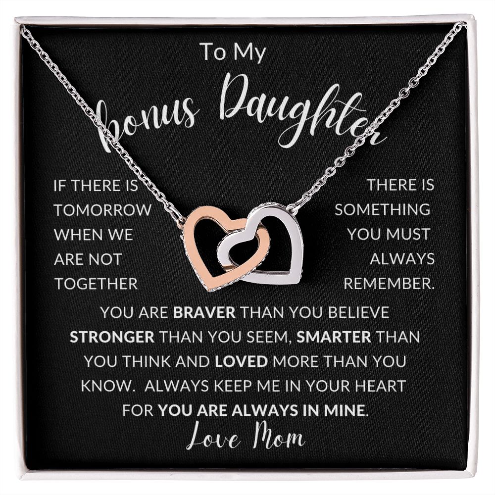 TO MY BONUS DAUGHTER | INTERLOCKING HEARTS | Gift For Daughter, Birthday Gift, To My Daughter Gift, Daughter Birthday