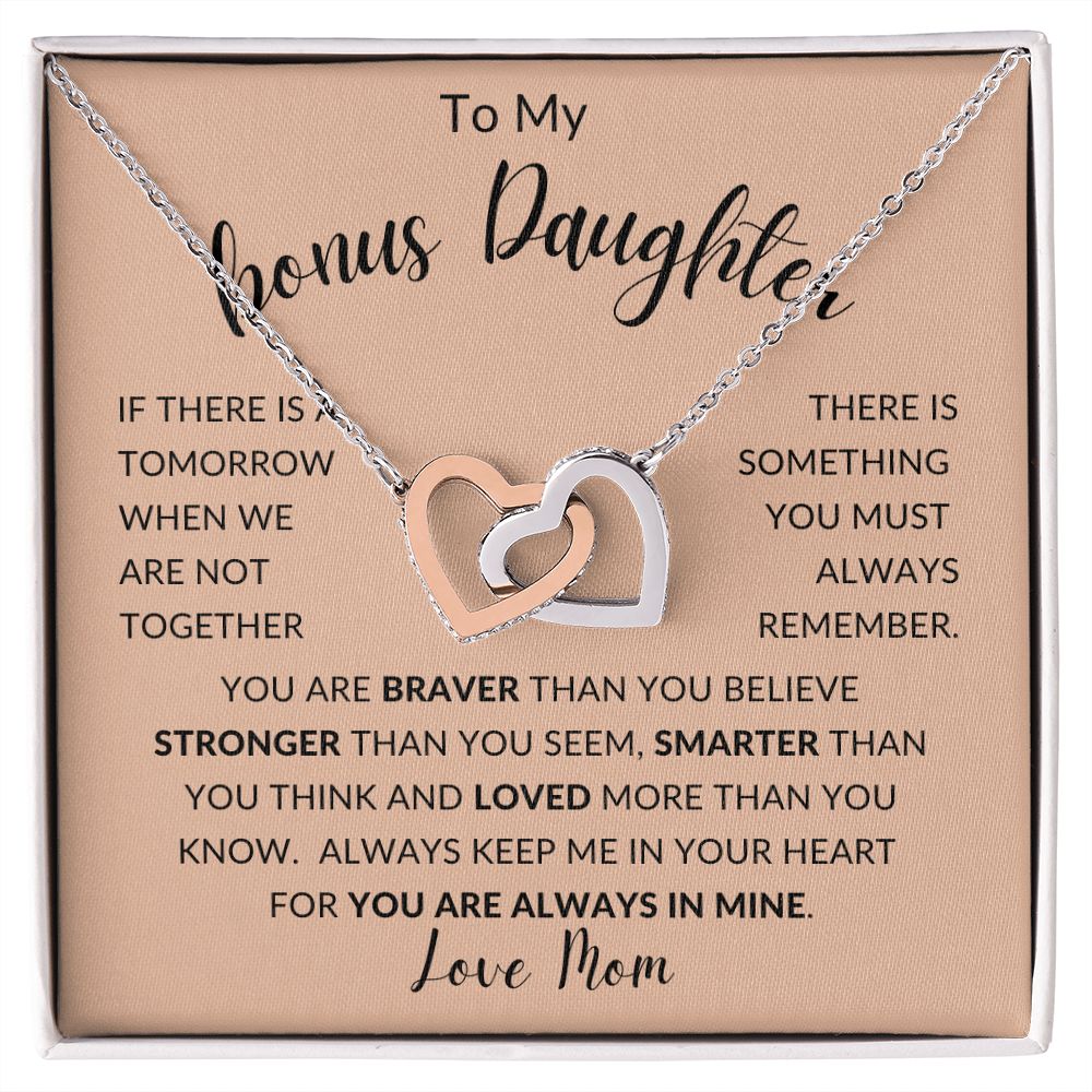 To My Bonus Daughter | Interlocking Hearts necklace | Gift For Daughter, Daughter Necklace, Birthday Gift, To My Daughter Gift