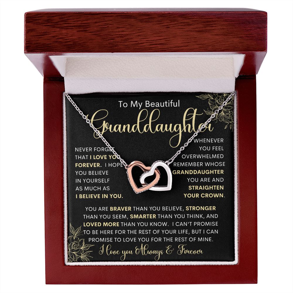 To My Beautiful Granddaughter | Interlocking Hearts necklace