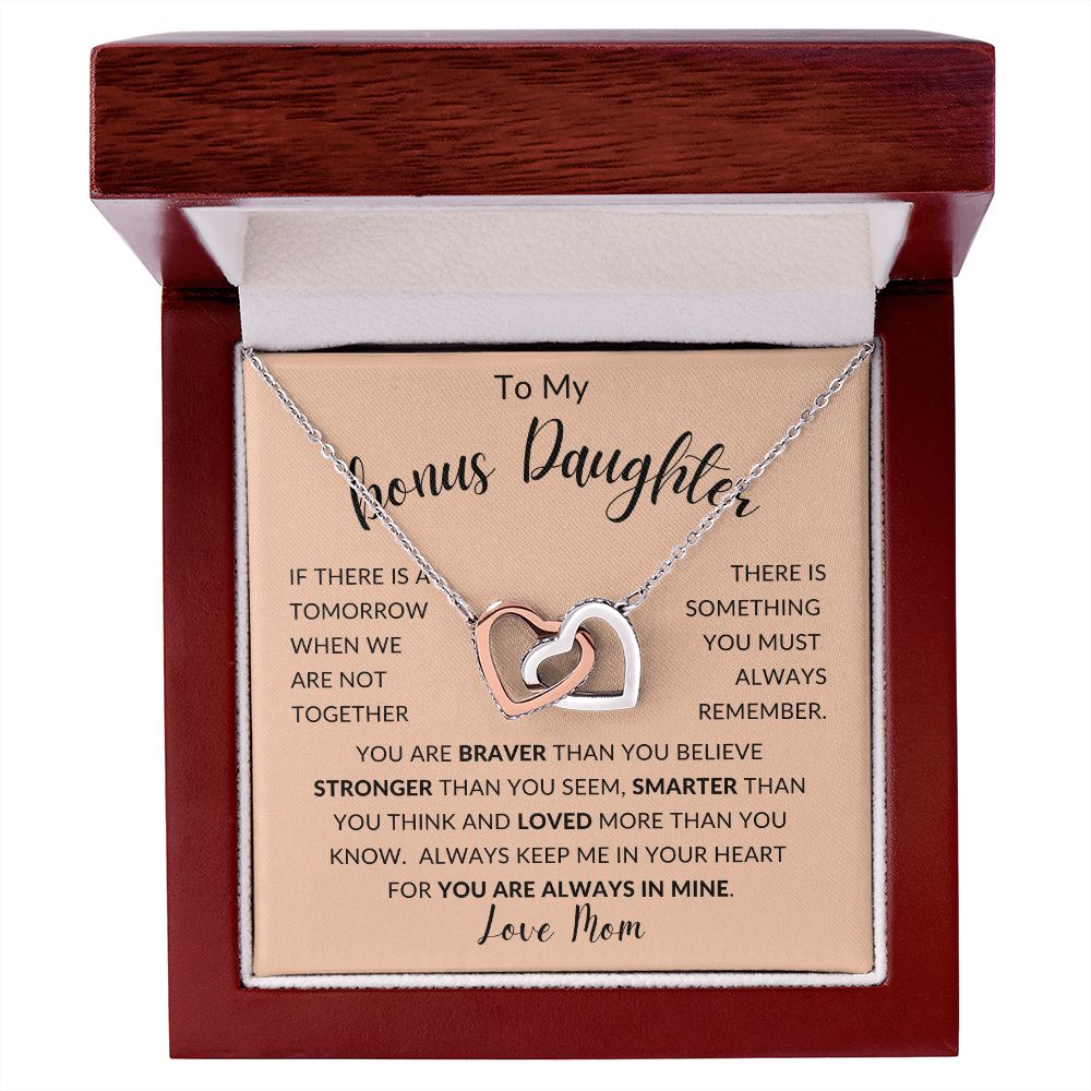 To My Bonus Daughter | Interlocking Hearts necklace | Gift For Daughter, Daughter Necklace, Birthday Gift, To My Daughter Gift