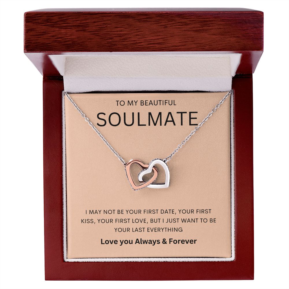 TO MY BEAUTIFUL SOULMATE | Interlocking Hearts necklace | Soulmate gift, Anniversary gift, Gift for soulmate Wife necklace,