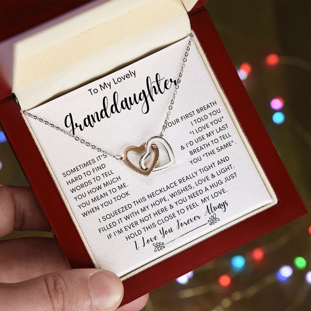 To My Lovely Granddaughter | Interlocking Hearts necklace