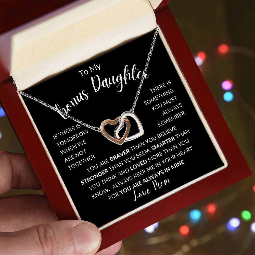 TO MY BONUS DAUGHTER | INTERLOCKING HEARTS | Gift For Daughter, Birthday Gift, To My Daughter Gift, Daughter Birthday