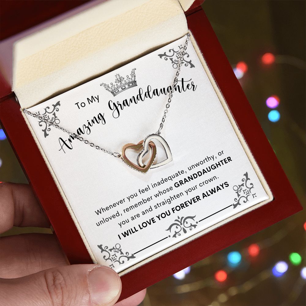 To My Amazing Granddaughter | Interlocking Hearts necklace