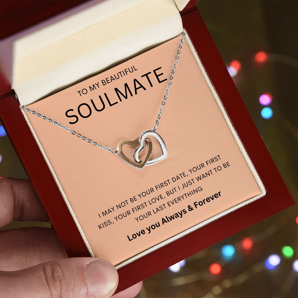 TO MY BEAUTIFUL SOULMATE | Interlocking Hearts necklace | Soulmate gift, Anniversary gift, Gift for soulmate Wife necklace,
