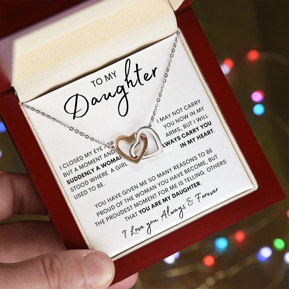 TO MY DAUGHTER | Interlocking Hearts | Gift For Daughter, Birthday Gift, Daughter Necklace, To My Daughter Gift,