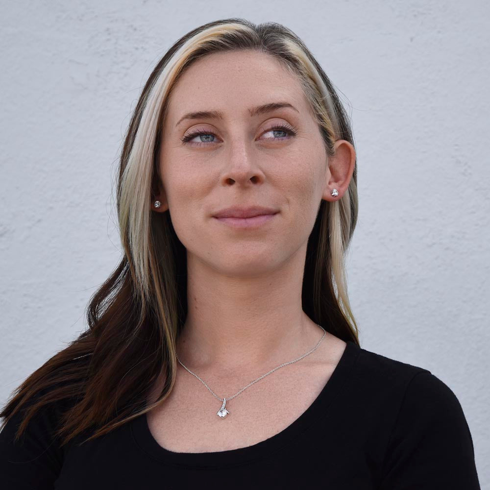 To My Beautiful Daughter | Alluring Beauty + Clear CZ Earrings | Heart Purple Precious Gift