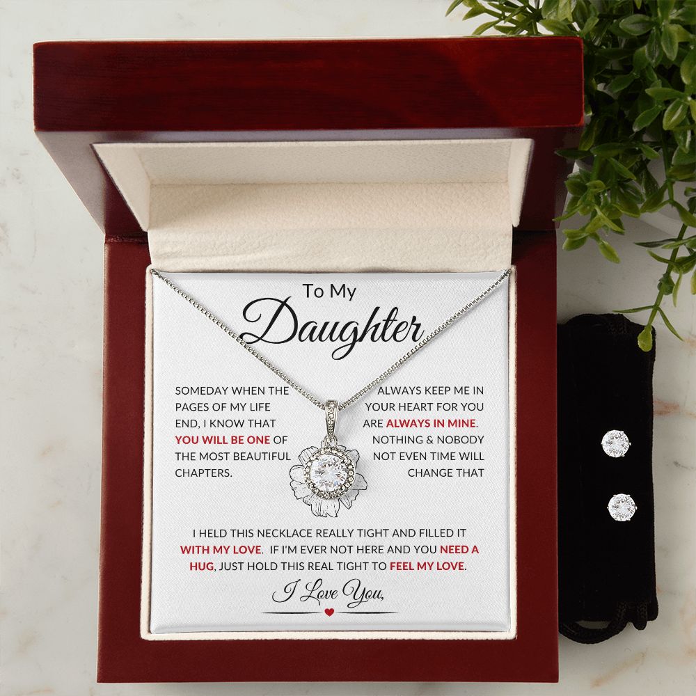To My Daughter | Eternal Hope Necklace + Clear CZ Earrings | Always Keep Me In Your Heart
