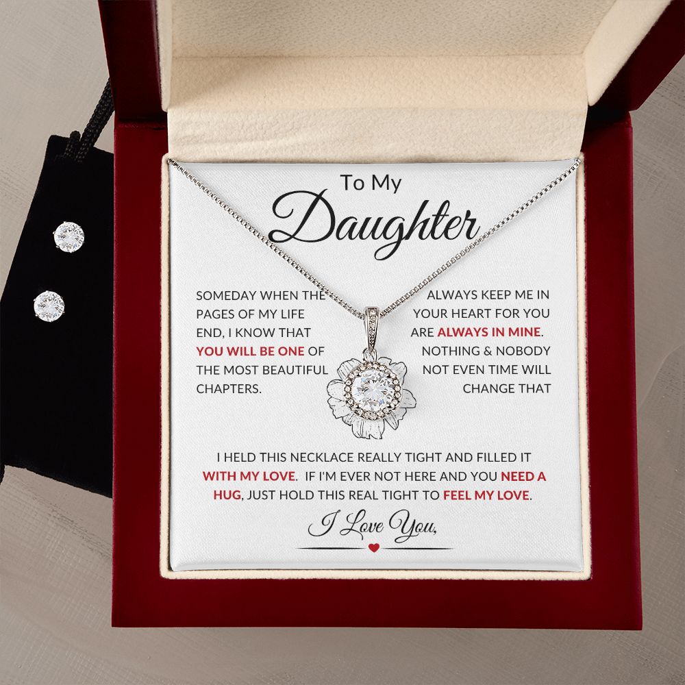 To My Daughter | Eternal Hope Necklace + Clear CZ Earrings | Always Keep Me In Your Heart