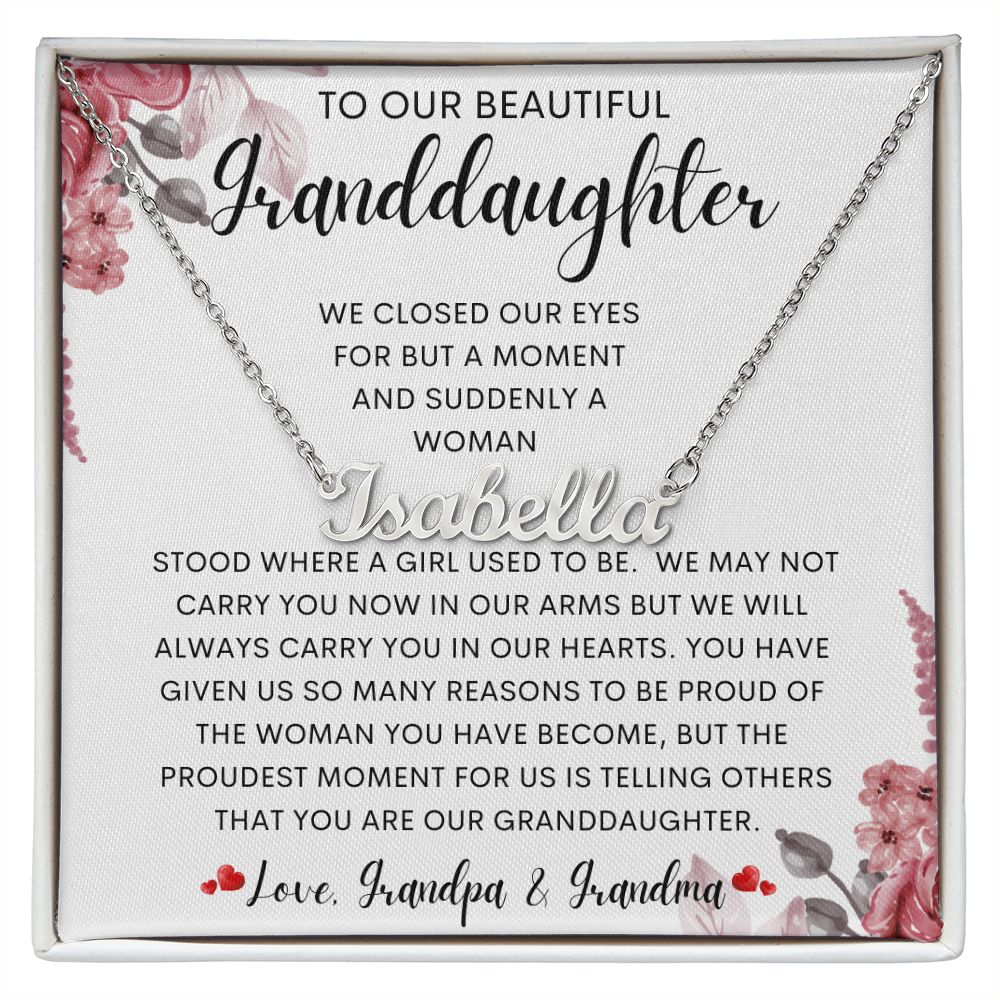 To Our Beautiful Granddaughter | Personalized Name Necklace | To my granddaughter, Birthday gift, Gift from grandma, Gift from grandpa