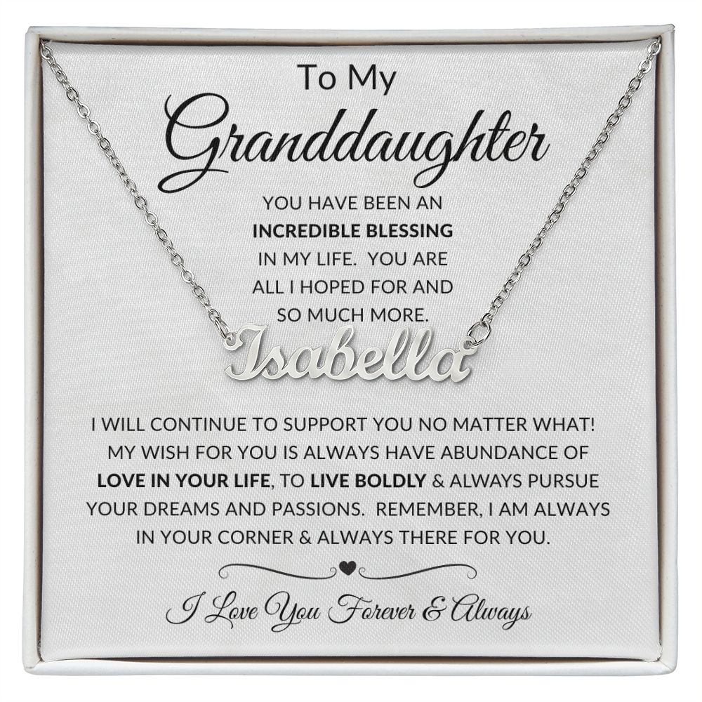 To My Granddaughter | Custom Name Necklace | Birthday gift, Gift from grandma, Gift from Grandpa