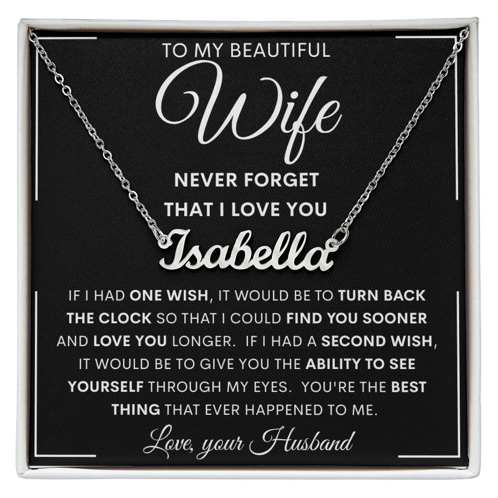 To My Beautiful Wife | Personalized Name Necklace | Anniversary gift, Gift from husband, Wife birthday gift, Wife anniversary, Gift for wife