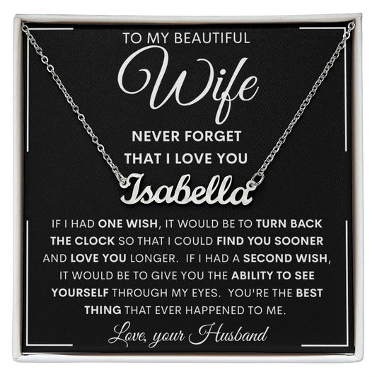 To My Beautiful Wife | Personalized Name Necklace | Anniversary gift, Gift from husband, Wife birthday gift, Wife anniversary, Gift for wife