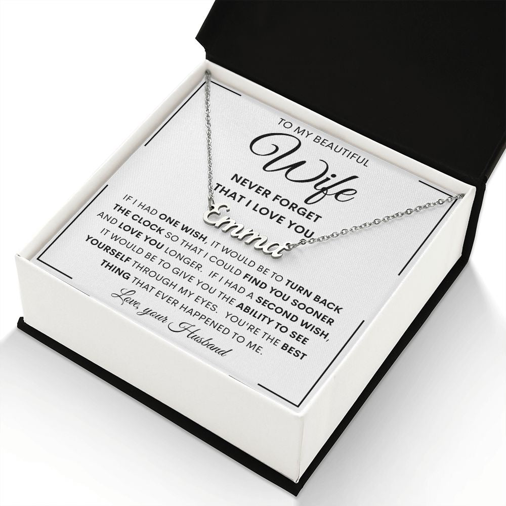 To My Beautiful Wife | Personalized Name Necklace | Anniversary gift, Gift from husband, Wife birthday gift, Wife anniversary, Gift for wife