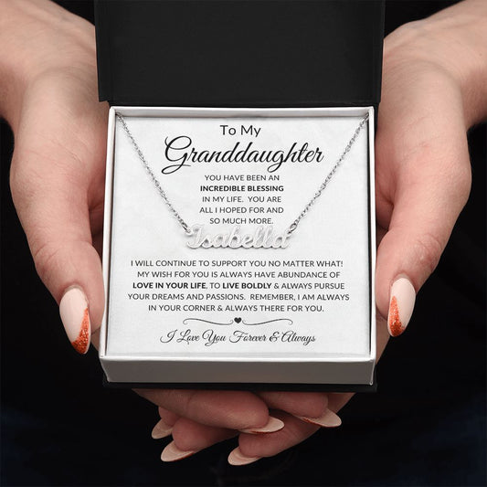 To My Granddaughter | Custom Name Necklace | Birthday gift, Gift from grandma, Gift from Grandpa