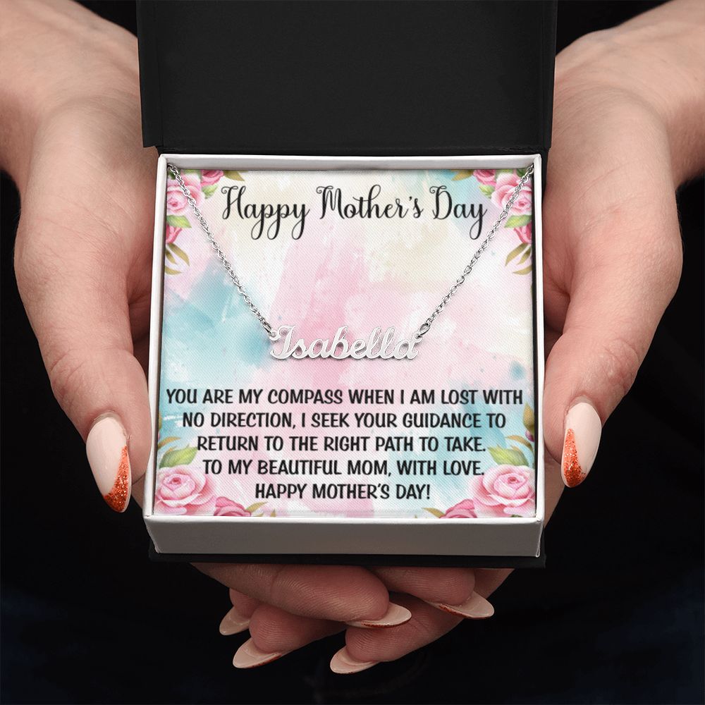 Happy Mother's Day | Personalized Name Necklace | Mothers Day Gifts, Gift From Daughter, Necklace For Mom, Gift from Son