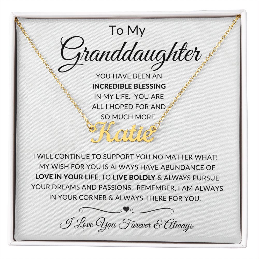 To My Granddaughter | Custom Name Necklace | Birthday gift, Gift from grandma, Gift from Grandpa