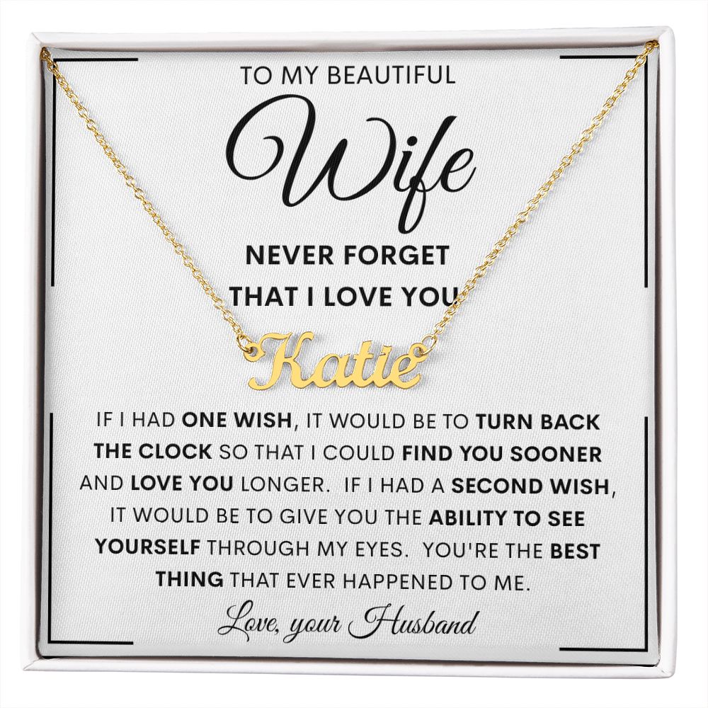 To My Beautiful Wife | Personalized Name Necklace | Anniversary gift, Gift from husband, Wife birthday gift, Wife anniversary, Gift for wife
