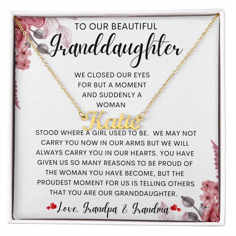 To Our Beautiful Granddaughter | Personalized Name Necklace | To my granddaughter, Birthday gift, Gift from grandma, Gift from grandpa