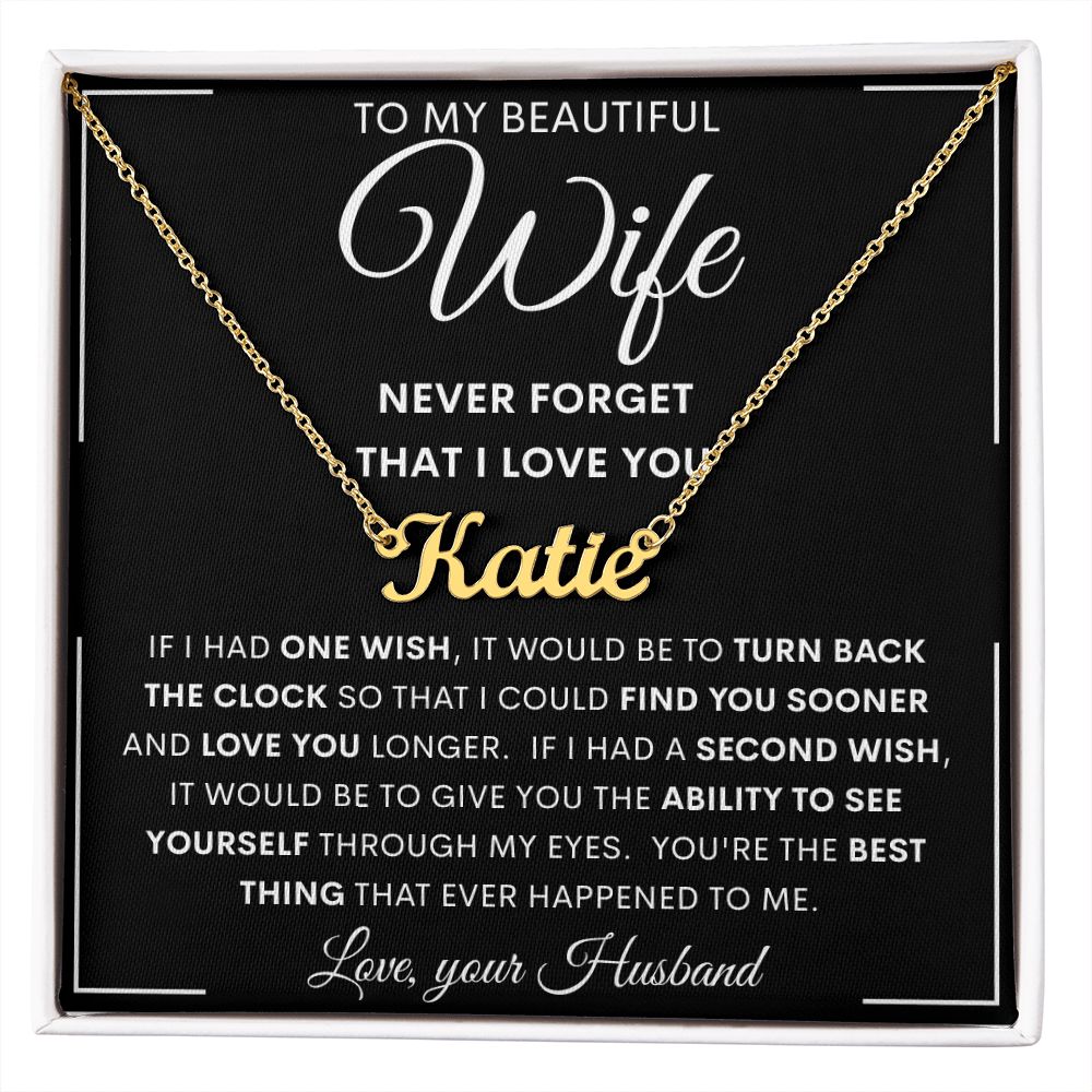 To My Beautiful Wife | Personalized Name Necklace | Anniversary gift, Gift from husband, Wife birthday gift, Wife anniversary, Gift for wife