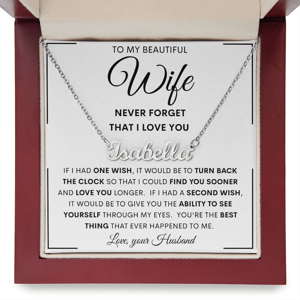 To My Beautiful Wife | Personalized Name Necklace | Anniversary gift, Gift from husband, Wife birthday gift, Wife anniversary, Gift for wife