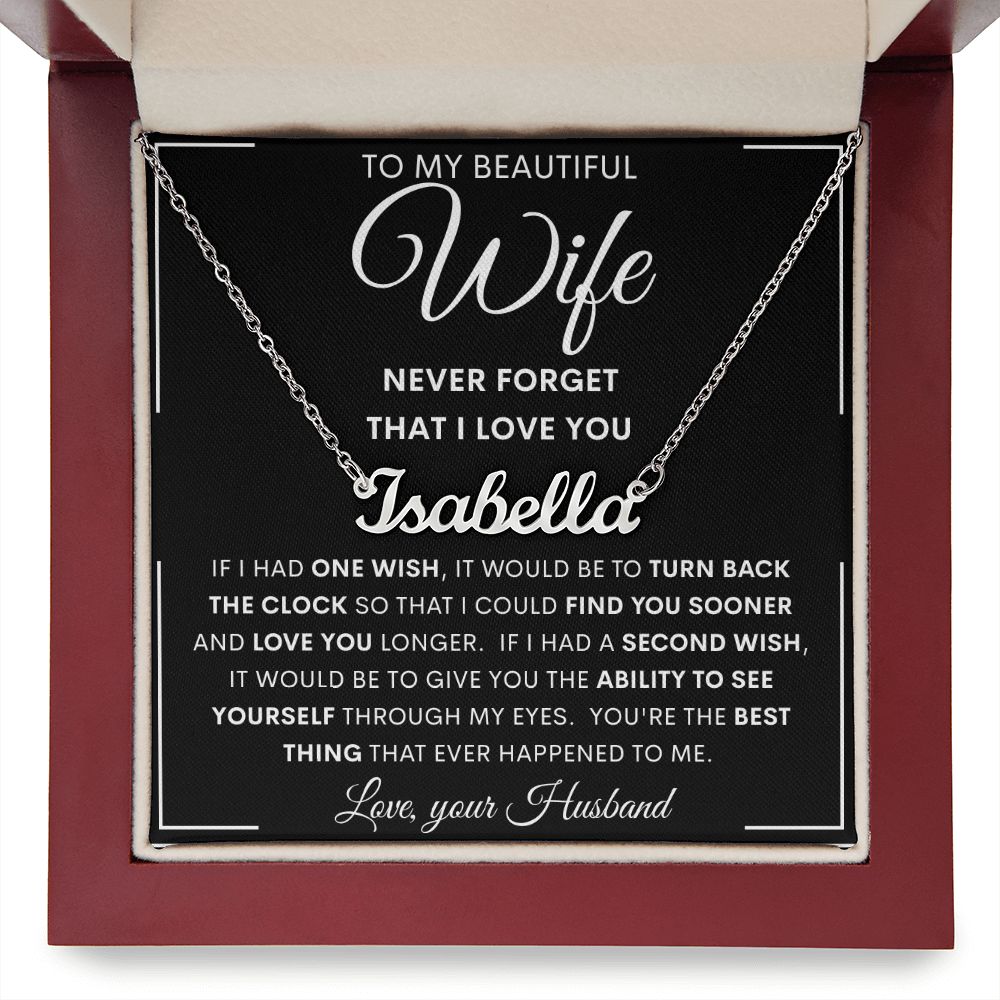 To My Beautiful Wife | Personalized Name Necklace | Anniversary gift, Gift from husband, Wife birthday gift, Wife anniversary, Gift for wife