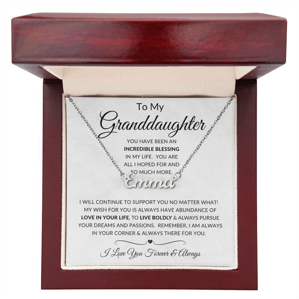 To My Granddaughter | Custom Name Necklace | Birthday gift, Gift from grandma, Gift from grandpa, graduation gift