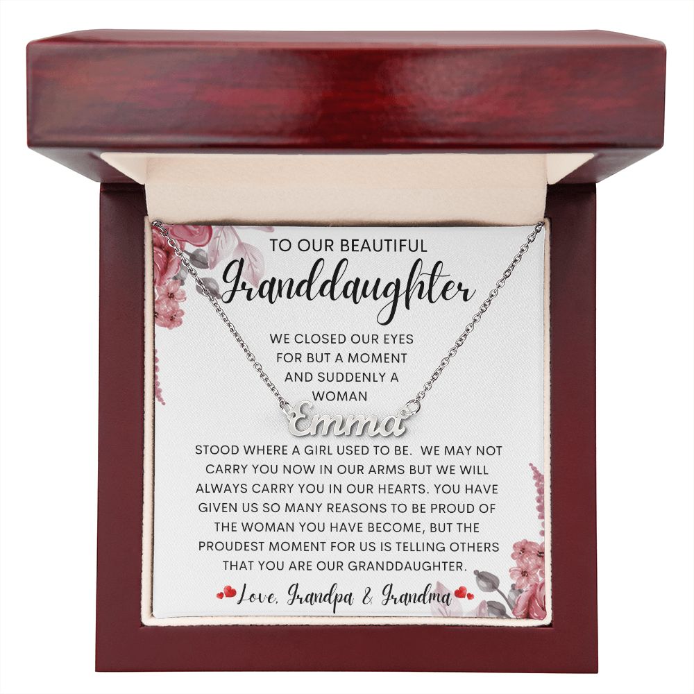 To Our Beautiful Granddaughter | Personalized Name Necklace | To my granddaughter, Birthday gift, Gift from grandma, Gift from grandpa