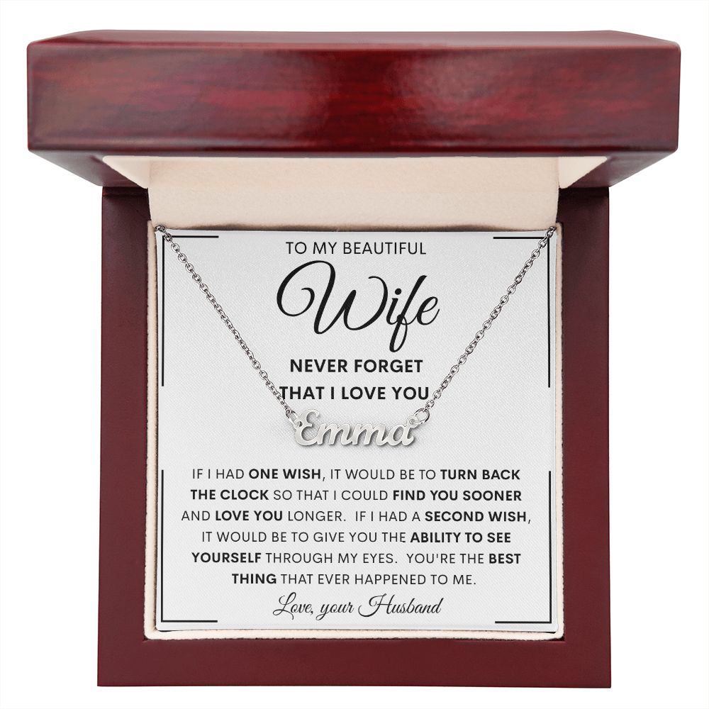 To My Beautiful Wife | Personalized Name Necklace | Anniversary gift, Gift from husband, Wife birthday gift, Wife anniversary, Gift for wife