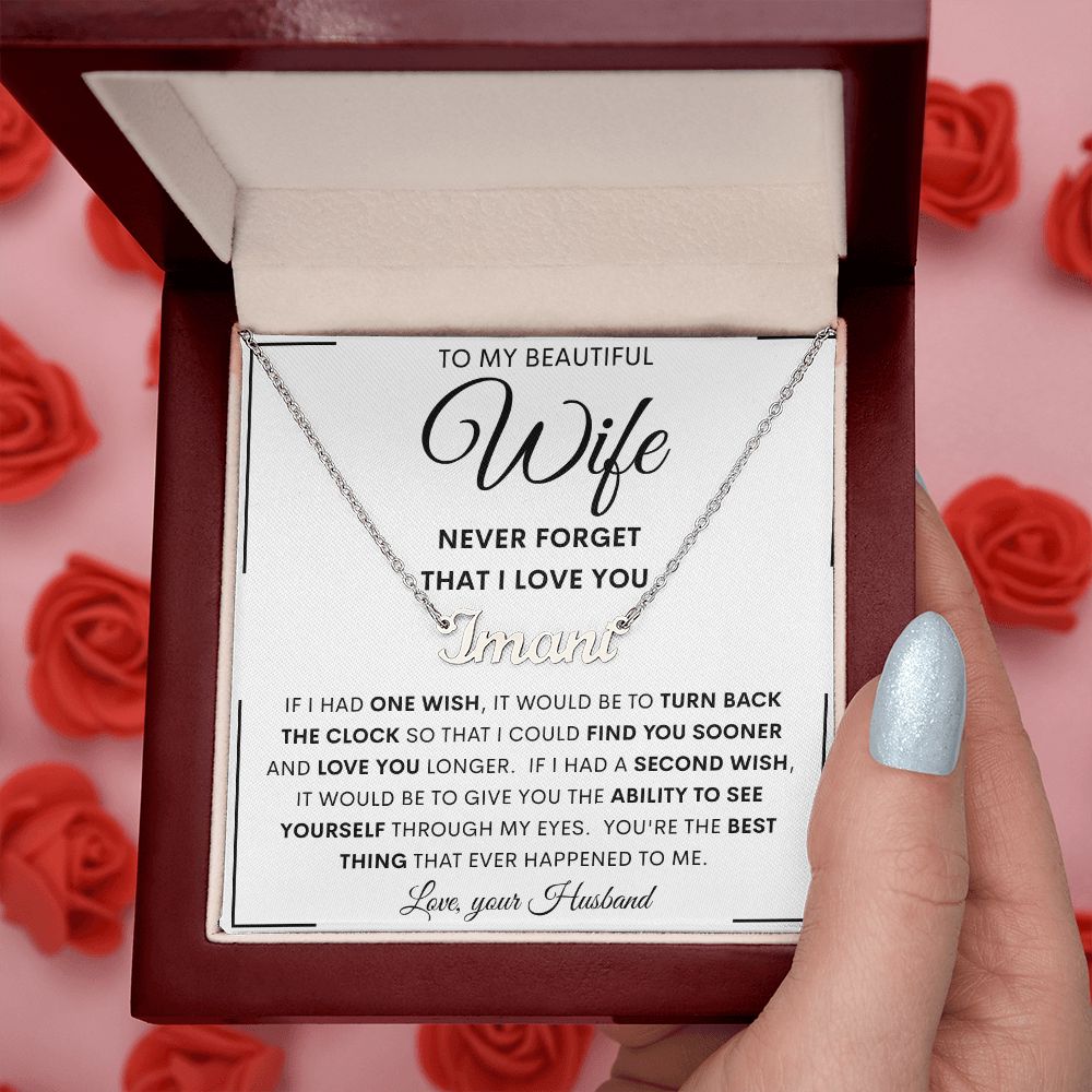 To My Beautiful Wife | Personalized Name Necklace | Anniversary gift, Gift from husband, Wife birthday gift, Wife anniversary, Gift for wife